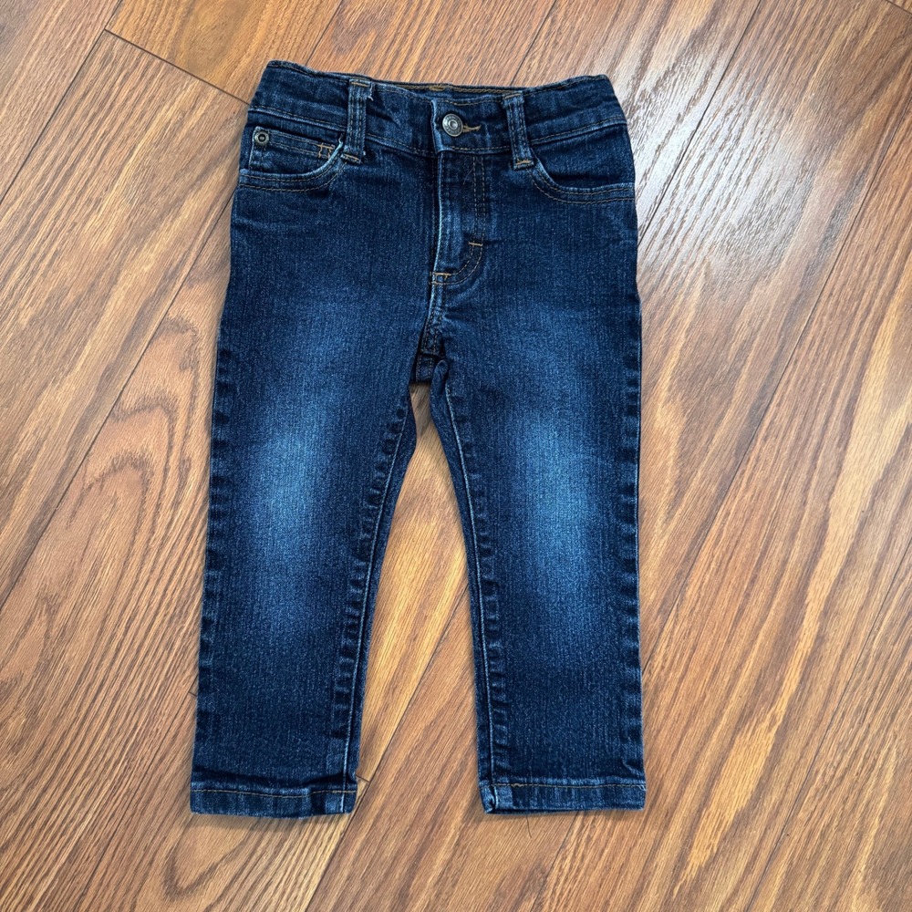 Wrangler Toddler Boys 2T Dark Wash Stretch Denim Jeans 9HSTFSL Adjustable Waist